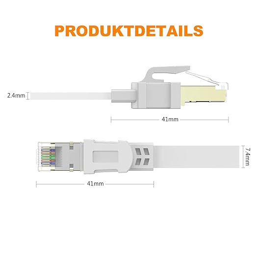 Ercielook LAN-Kabel 0,2 m – 2 Stück – 40 Gbit/s Cat8 Outdoor/Indoor Hochgeschwindigkeits-Netzwerkkabel, wetterfest, UV-beständig, für Router/Spiele/Modem