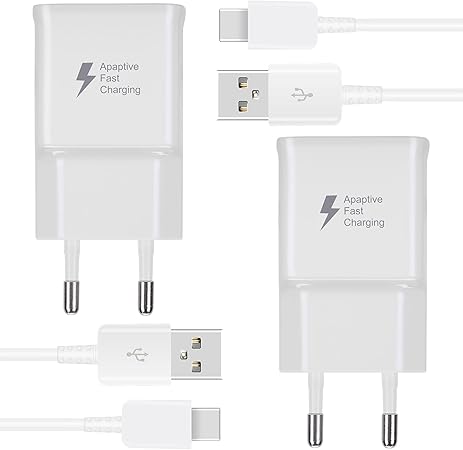 KAIMENGLONG 2er-Pack adaptives Schnellladegerät, Schnellladegerät, Netzteil mit 1,5 m USB-Typ-C-Ladekabel für Samsung Galaxy S21, S20, S10, S10e, S9, S8, A72, A52, M40, Note 8/9/10, Google Pixel XL