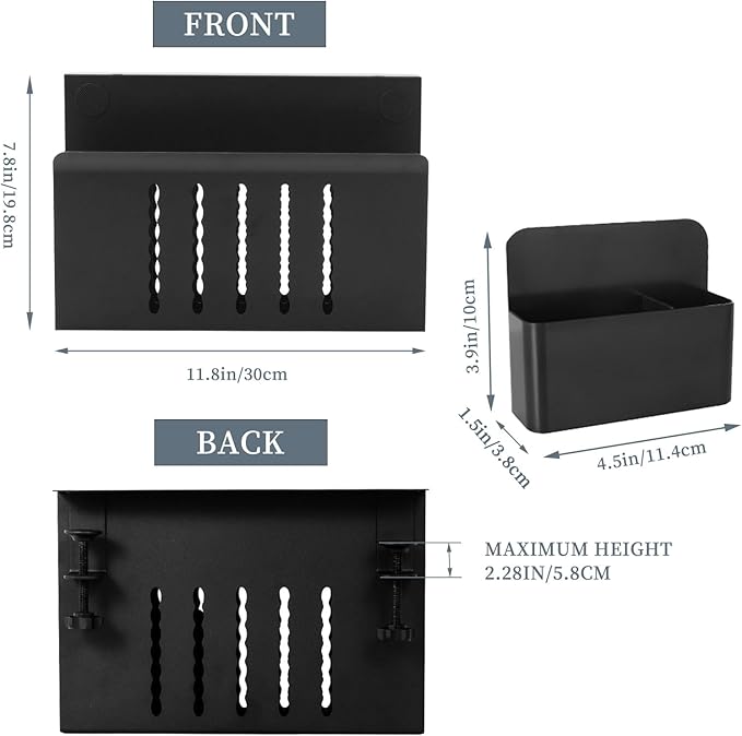 Domigard Desk Side Storage, Desk Side Storage, Laptop Storage Storage Stolek s magnetickým držákem pera Vhodné pro kancelář a domácnost (černá jednovrstvá)