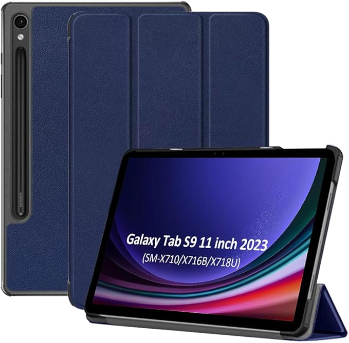 TOKILO Pouzdro pro Samsung Galaxy Tab S9 11 palců 2023 Tablet, Ultra lehká tenká PU kůže Tri-Fold Stand kryt s držákem na tužky a Auto Wake/Sleep (S9 11")