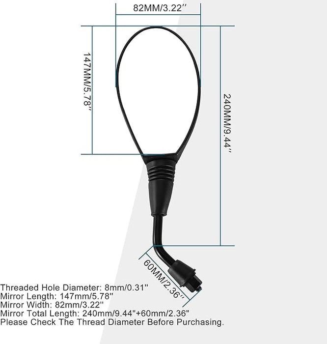 GOOFIT Univerzální 8 mm motocyklový skútr, zpětné zrcátko, směr hodinových ručiček, moped r ATV čtyřkolka, zrcadlo, černé, vhodné zrcátko na řízení, náhrada za UTV ATV Go Kart Scooter Dirtbike Pocketbike