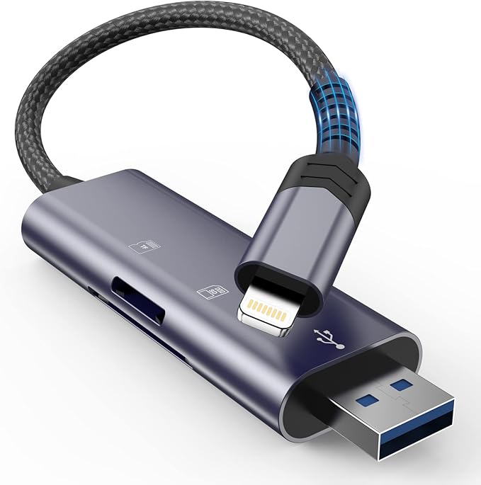 Čtečka karet Lightning a USB 3.0, [Apple MFi Certified] Čtečka karet SD pro iPhone 2 v 1 Čtečka karet USB 3.0 Micro SD Card Reader TF Card Reader pro iPhone/iPad/PC pro SD/Micro SD/TF/SDHC/SDXC/MMC