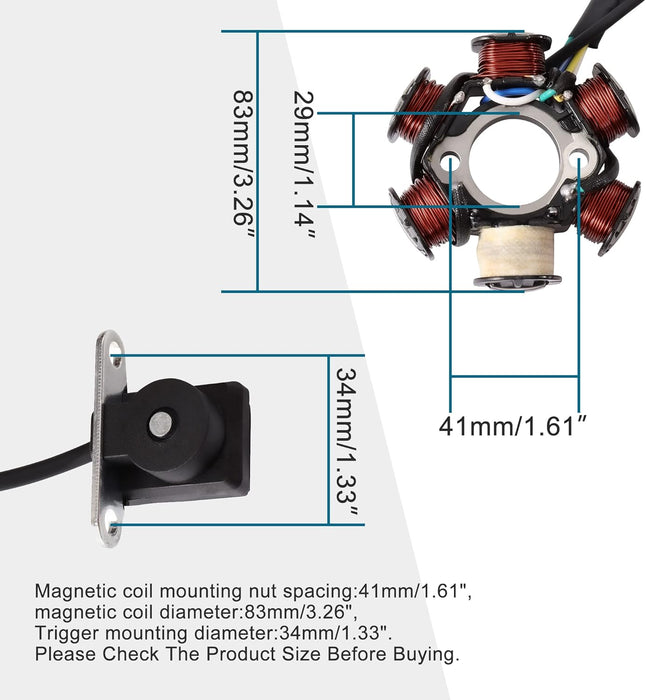 GOOFIT 6 pólová cívka 5 vodičů Samec Plug Ac Půlvlnné zapalování Magneto Stator Výměna pro Gy6 50 ccm 70 ccm 90 ccm 110 ccm 125 ccm ATV čtyřkolka Kapesní kolo skútr Buggy Go Kart