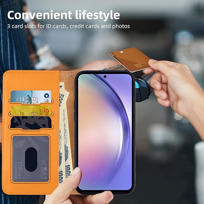 Vkooer Pouzdro pro Samsung Galaxy A34 5G Pouzdro na mobil PU Kožené pouzdro Skládací pouzdro Flip Náprsní taška Case Cover s kapsou na karty Funkce stojánku a magnetickým uzávěrem pro smartphone