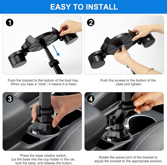 Držák nápojů Auto, držák poháru Auto se stolním podnosem, 3 v 1 Cup Holder Car 360° otočný nástavec Dual Cup Holder Tray stůl se slotem na telefon pro lahve na vodu nápoj Snack