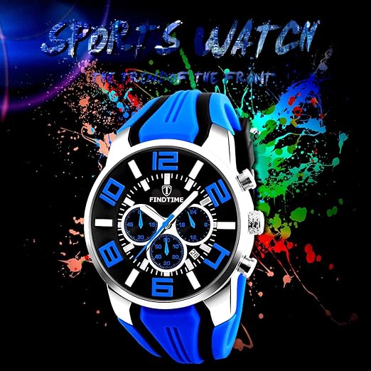 findtime Uhr Herren Armbanduhr Herren Cool Chronograph Militär Taktische Uhr Analog Multi Zifferblatt Quarzuhr Outdoor Laufen Stoppuhr Kalender 3 ATM Wasserdicht Business Casual Design Jungen