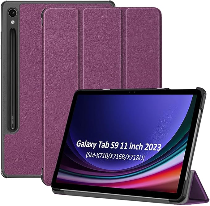 TOKILO Pouzdro pro Samsung Galaxy Tab S9 11 palců 2023 Tablet, Ultra lehká tenká PU kůže Tri-Fold Stand kryt s držákem na tužky a Auto Wake/Sleep (S9 11")