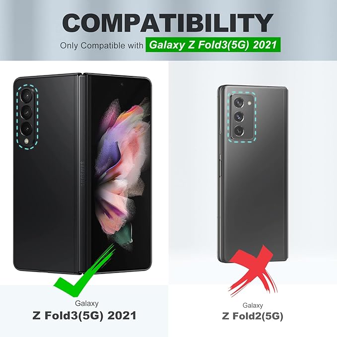 TUCCH Pouzdro na mobil pro Galaxy Z Fold3 Obal 5G Case 2021 [RFID zámek chrání] [přihrádky na karty] [funkce stojánku] [magnet] nárazuvzdorné zaklapávací pouzdro ochranné pouzdro kompatibilní s Galaxy