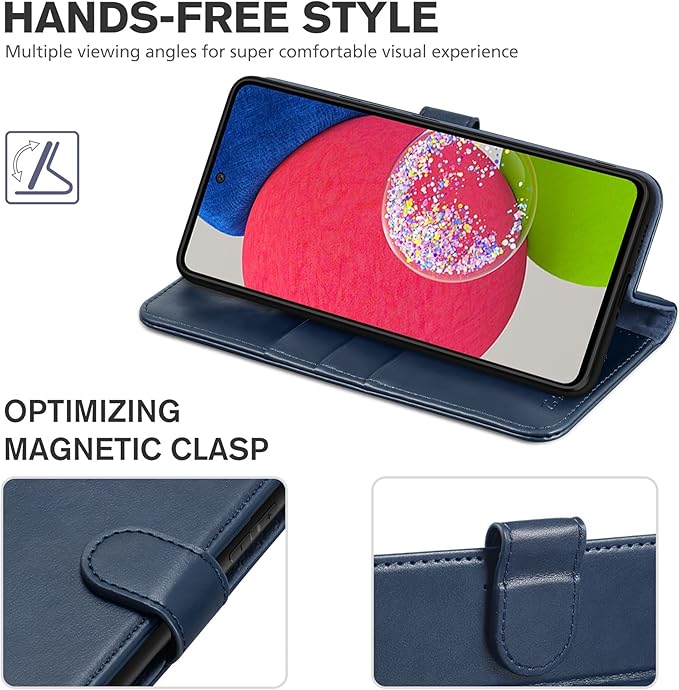 TUCCH Pouzdro pro Galaxy A53 2022 [RFID-Sloga] [přihrádky na karty] [funkce stojánku] [magnetické] Flip Case, nárazuvzdorné rozevírací pouzdro kompatibilní s Galaxy A53 5G (6,5 palce) tmavě modré