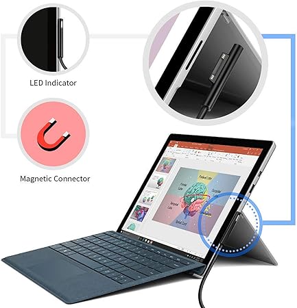 Sisyphy Surface na USB C nabíjecí kabel (samice USB-C, 20 cm), kompatibilní s Microsoft Surface Pro 7/6/5/4/3 GB/2/1 Laptop4/3/2/1, potřebuje nabíječku USB-C s 45 W, 15 V/3 A