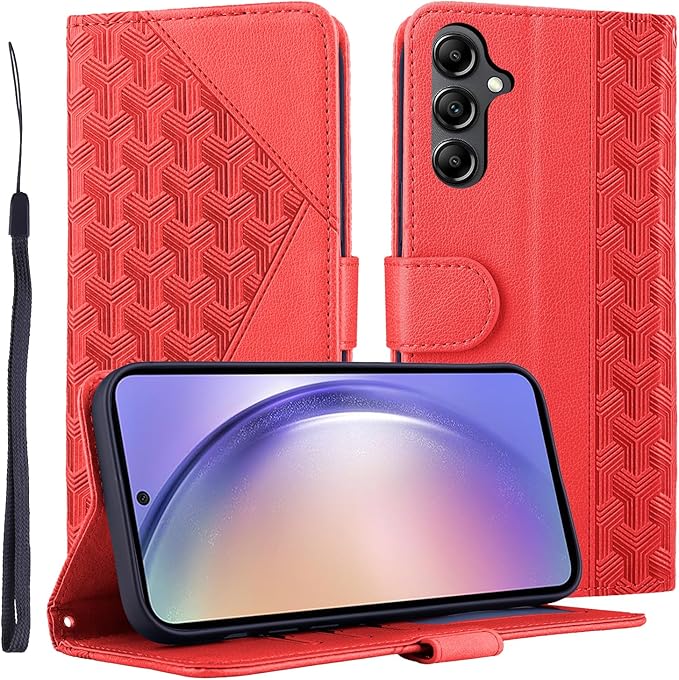 Vkooer Pouzdro pro Samsung Galaxy A34 5G Pouzdro na mobil PU Kožené pouzdro Skládací pouzdro Flip Náprsní taška Case Cover s kapsou na karty Funkce stojánku a magnetickým uzávěrem pro smartphone