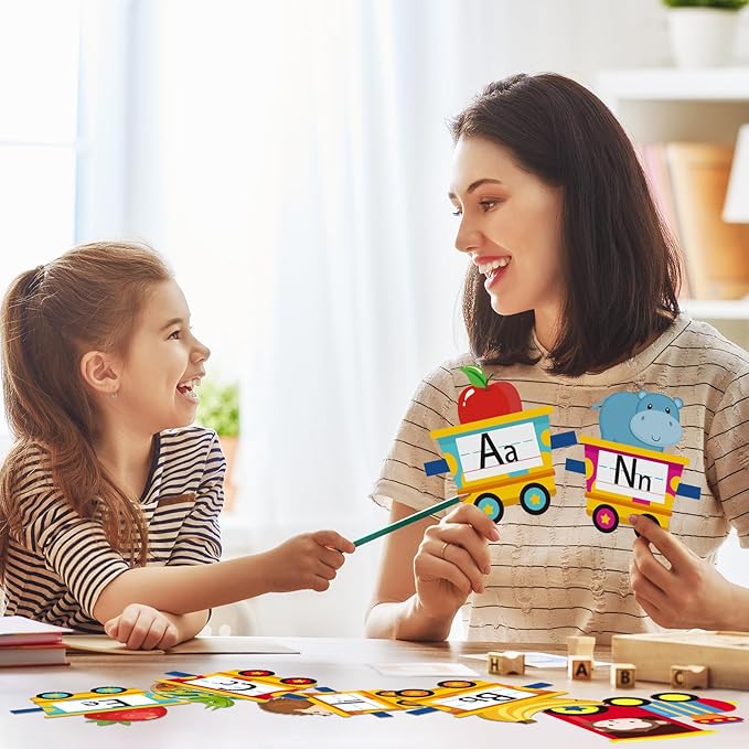 32 Stück deutsches Alphabet Zug ABC Poster Wandtattoo Wandaufkleber für Kinderzimmer Schlafzimmer Klassenzimmer Dekoration Kinder Geschenke