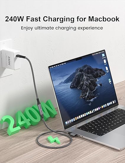 XAOSUN USB C 3.2 Extension 0.5m 20Gbps 90 Degree USB-C 3. 2 Gen 2 Extension [4K@60Hz/240W] Združljiv z USB-C Hub Switch Macbook/ipad pro SSD