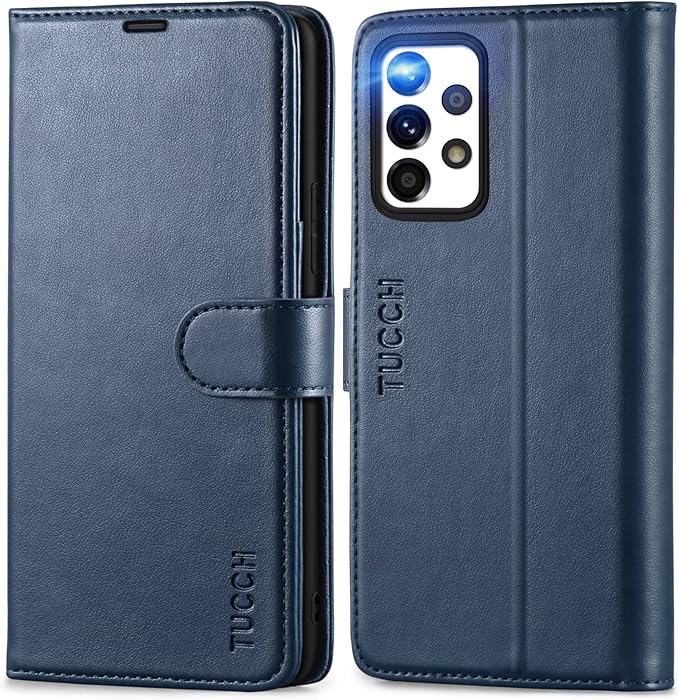 TUCCH Pouzdro pro Galaxy A53 2022 [RFID-Sloga] [přihrádky na karty] [funkce stojánku] [magnetické] Flip Case, nárazuvzdorné rozevírací pouzdro kompatibilní s Galaxy A53 5G (6,5 palce) tmavě modré