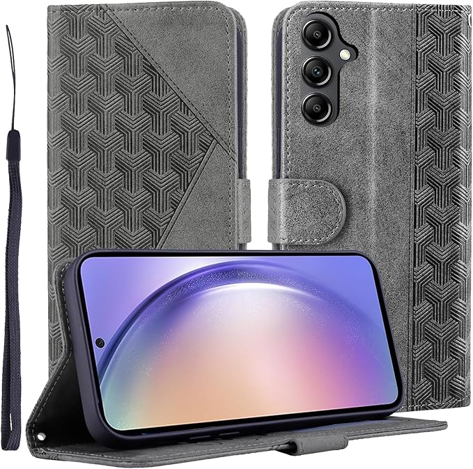 Vkooer Pouzdro pro Samsung Galaxy A34 5G Pouzdro na mobil PU Kožené pouzdro Skládací pouzdro Flip Náprsní taška Case Cover s kapsou na karty Funkce stojánku a magnetickým uzávěrem pro smartphone