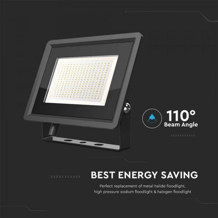 LED reflektor / Černé pouzdro / SMD čip / 200W / 17600lm / 110° / Neutrální bílá 4000K