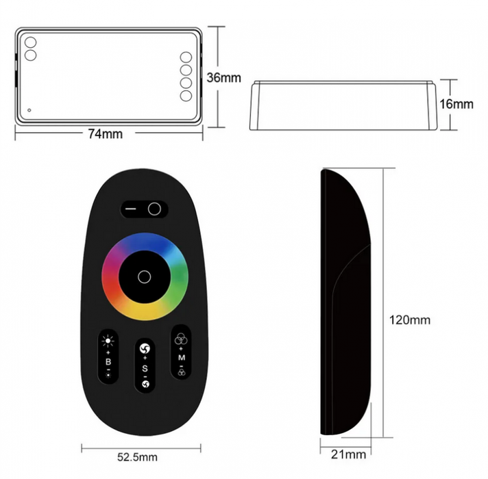 RGBW-02 LED RF OVLADAČ S DOTYKOVÝM DÁLKOVÝM OVLADAČEM