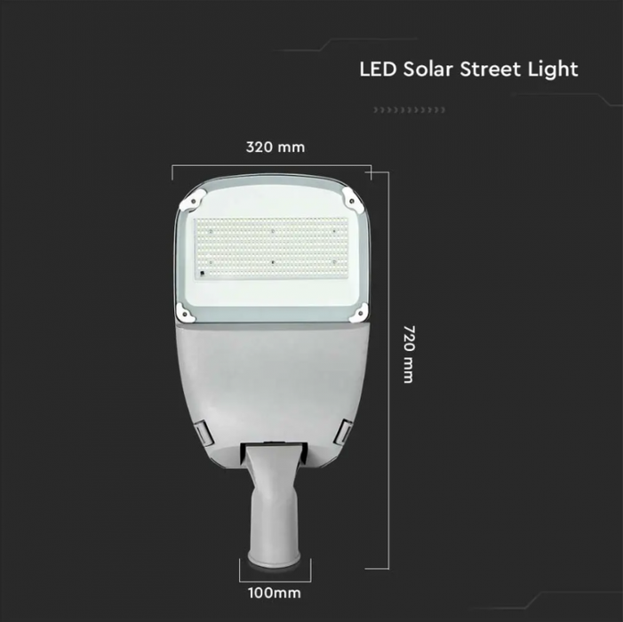 LED solarna svetilka / 50W / 120° / 3000lm / bela 6000K / stenska montaža, pritrditev na drog