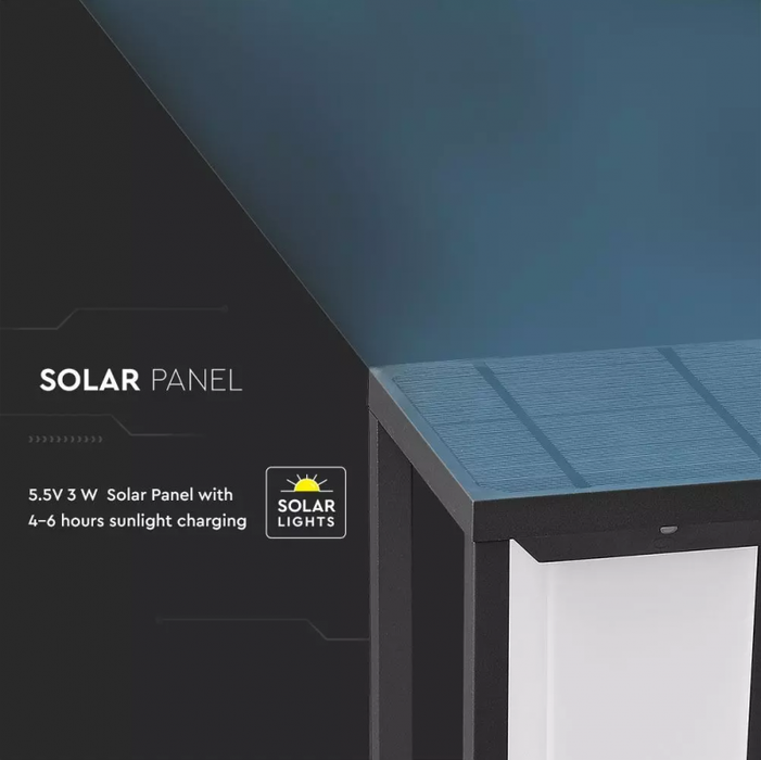 Solar-LED-Wandleuchte / 2W / 120° / 280lm / Warmweiß 3000K / Wandmontage