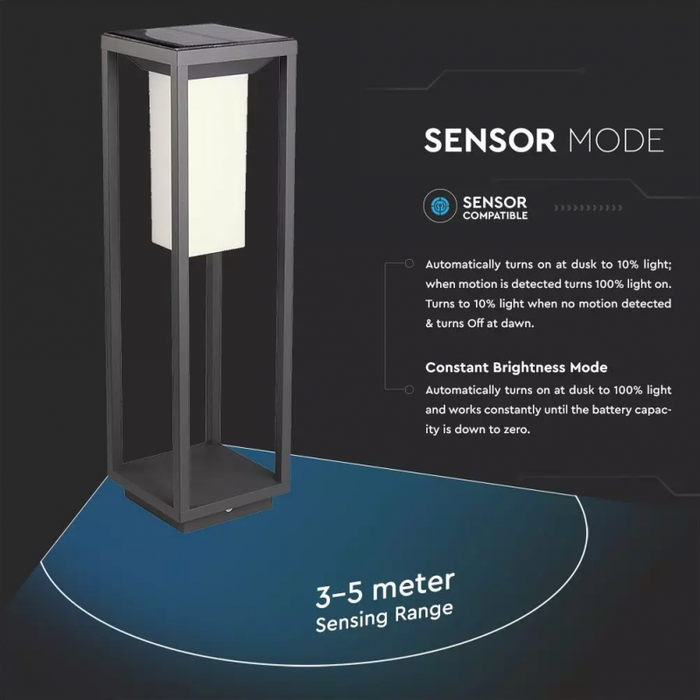 Solar-LED-Wandleuchte / 2W / 120° / 280lm / Warmweiß 3000K / Wandmontage